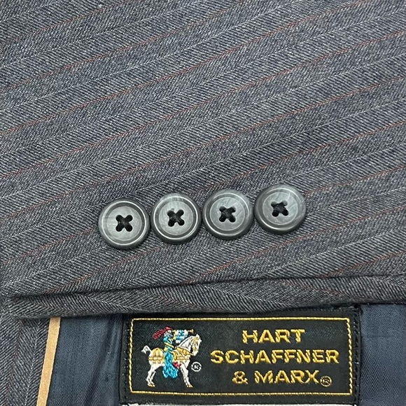 Hart Schaffner Marx Vintage 41 Blazer 37x29 Pant Gray Pinstripe Herringbone Suit